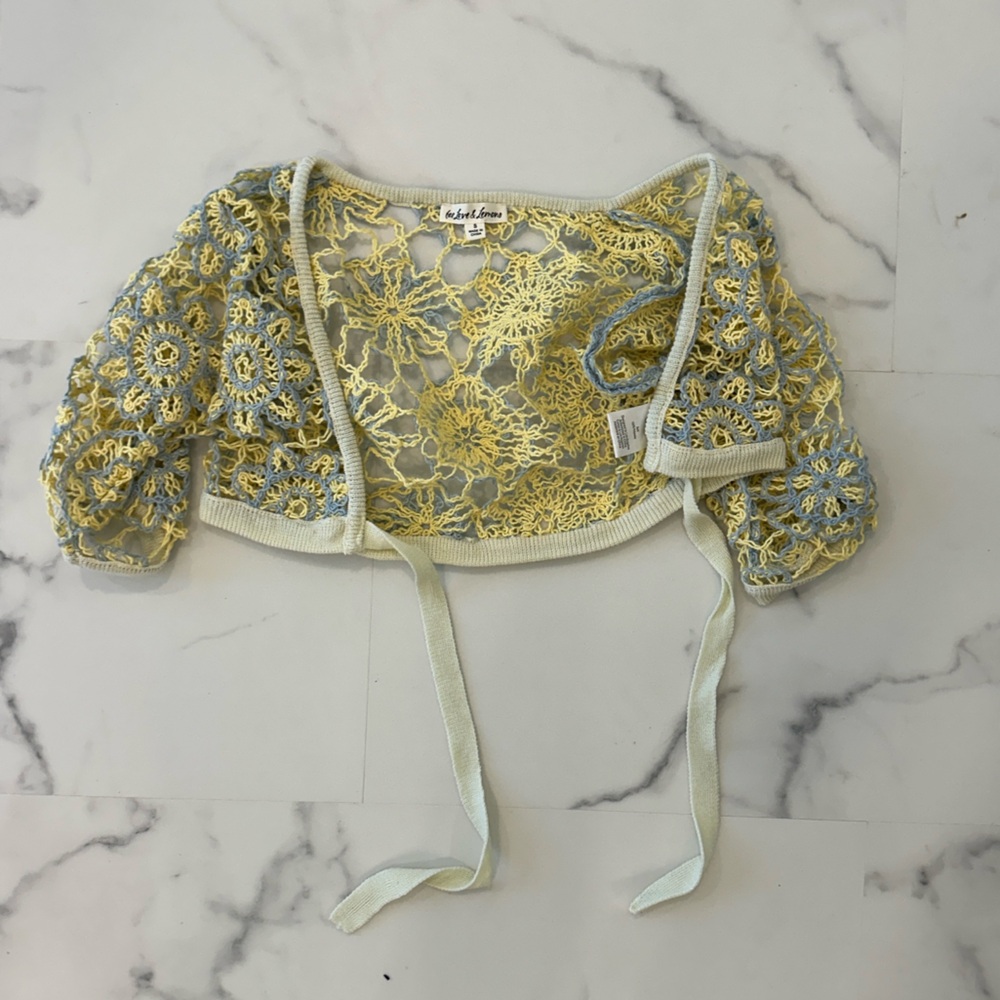 For Love and Lemons Blue and Yellow Cardigan